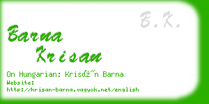 barna krisan business card